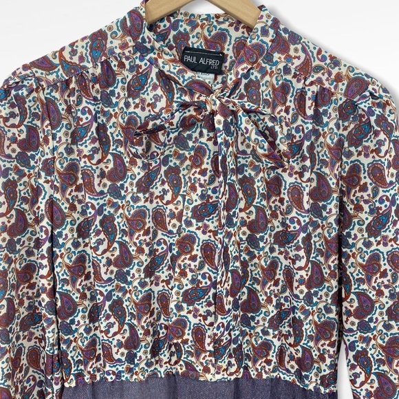 VTG Paul Alfred Paisley Tie Neck Secretary Dress - Picture 2 of 10